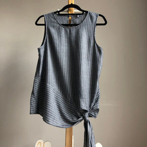 Naked Zebra sleeveless striped top bottom tie L